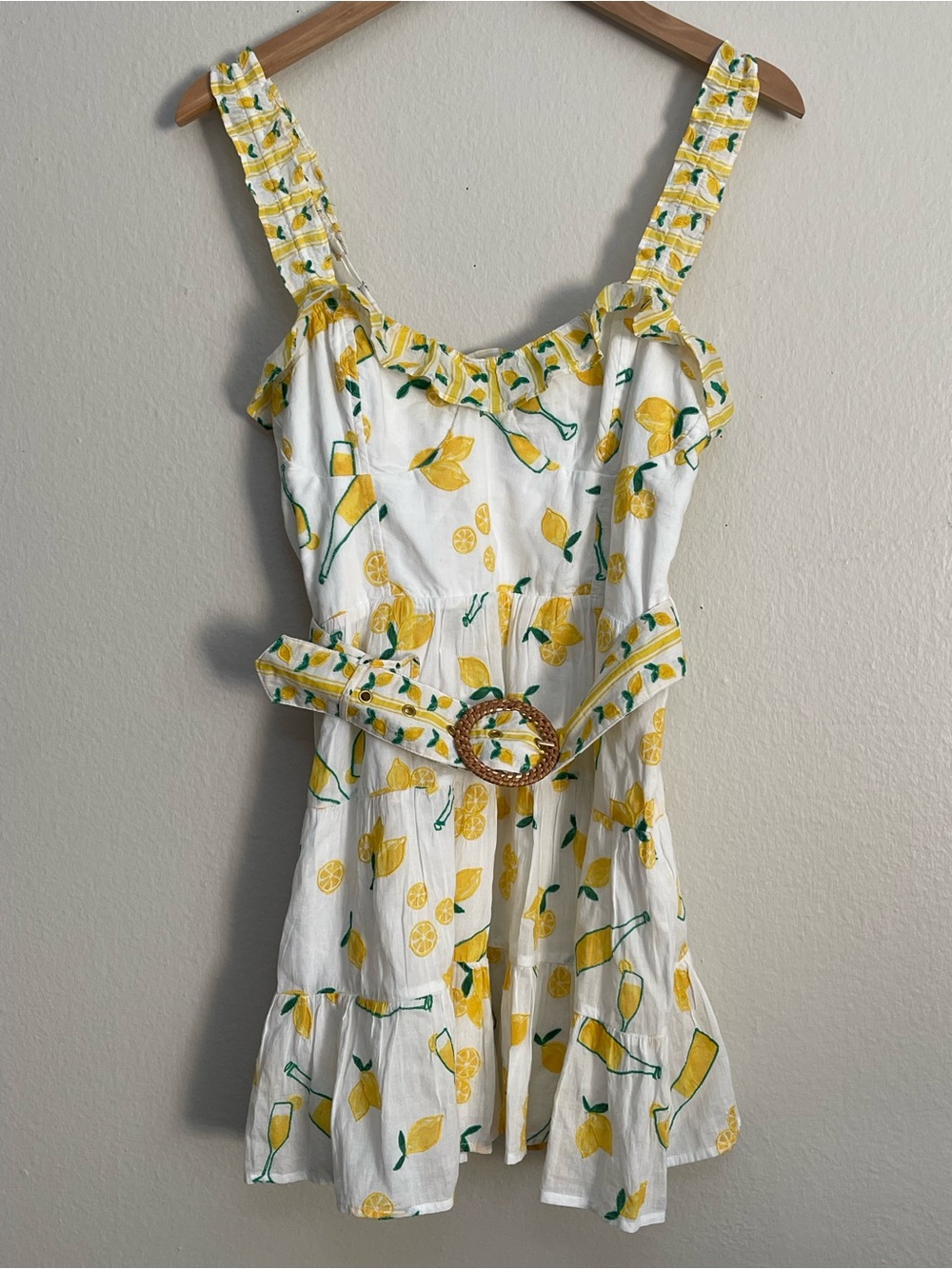 Show Me Your Mumu Jolene Mini Dress Limoncello Embroidery sz Small Coastal Chic - Picture 3 of 17